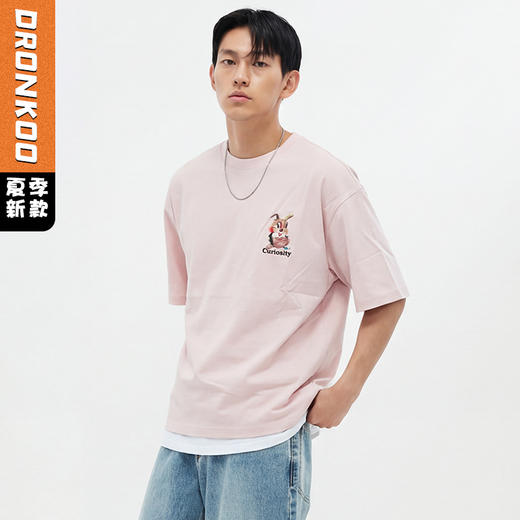 DRONKOO 2026 圆领左胸后幅彩色大兔子微阔短袖T恤 商品图0