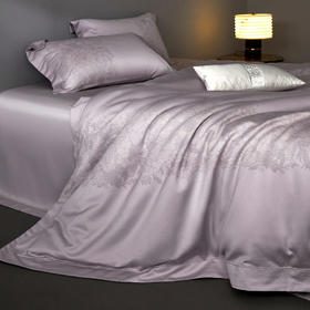 色织棉麻轻奢四件套-紫烟花缕