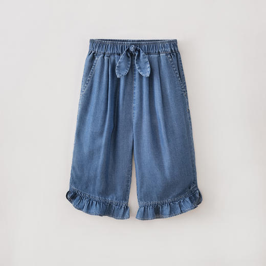 马克珍妮天丝软牛仔女童花边七分裤2026年夏装新款560713 商品图1