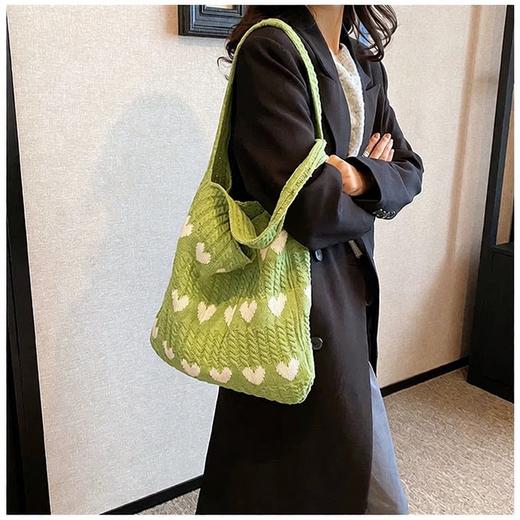 毛线包包女新款时尚手工针织腋下包小众单肩包上课通勤托特包 商品图1