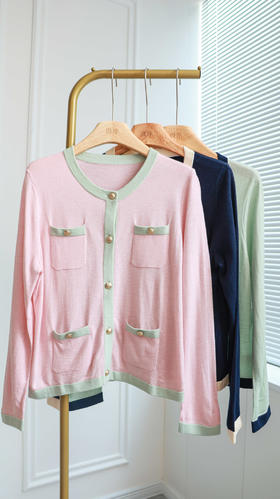 香氛恋人|小香拼色羊毛开衫