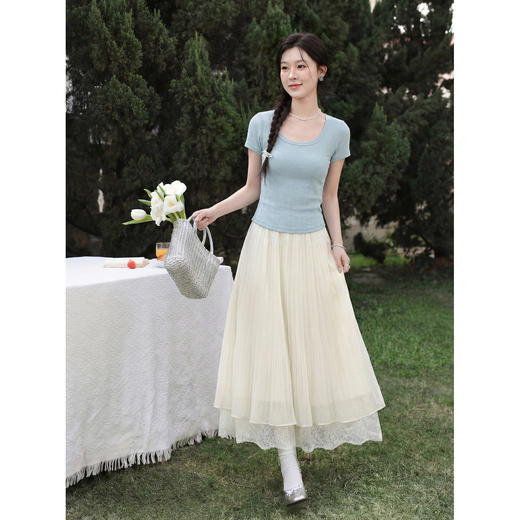 鹿向南【0402/20:00新品前1小时7折限量100件】米白色半身裙 商品图1