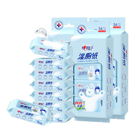3XSA007（提装）心相印云熊湿厕纸系列7片8包装杀菌湿巾25-2版3提组套 商品图0