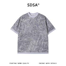 SDSA男装2026新款高贵轻奢潮牌扎染撞色圆领短袖T恤百搭宽松上衣