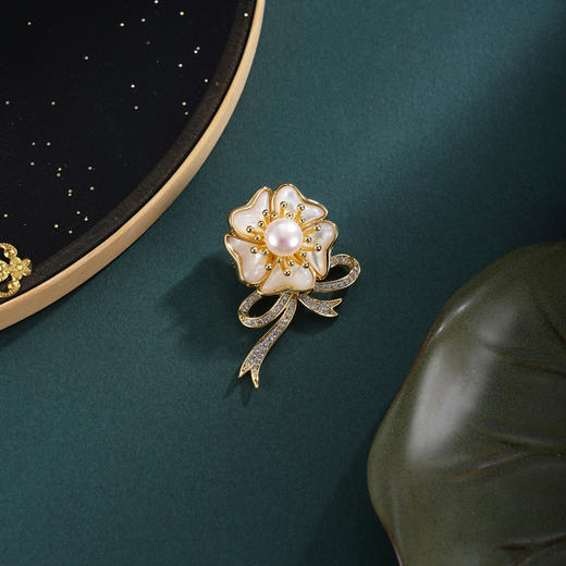 子佩集【花缀锦程】珍珠惜王妃胸针【XXXZ267】五瓣花丝带镀金2602 商品图1