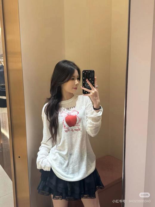 F033155春夏季新款软糯亲肤百搭减龄防晒苹果印花长袖T恤 商品图13