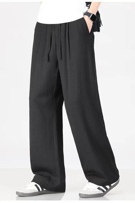 F033128夏季棉麻裤松紧腰柔软透气男士修身直筒纯色简约休闲亚麻长裤 商品图14