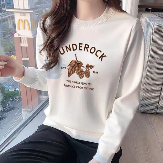 百媚生 纯棉卫衣宽松圆领运动女式卫衣7917 商品图2