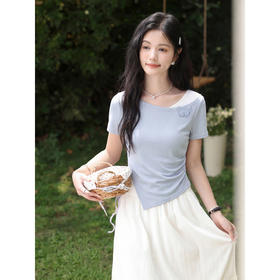 鹿向南【0402/20:00新品前1小时7折限量100件】蓝色T恤