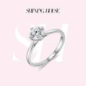 ShiningHouse[培育] 18k金钻石戒指 圆钻形1克拉钻人工真钻人造钻石K金戒指设计感简约钻石戒指悦己送礼臻选【此商品不支持7天无理由退货退款】预计3日发货