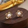 子佩集【花眠梦境】银S925珍珠惜王妃耳钉【E4945】双色五瓣花2602 商品缩略图1