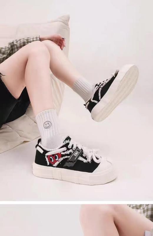 F0331150春夏新款透气小白鞋女款布鞋百搭饼干鞋厚底帆布鞋 商品图5