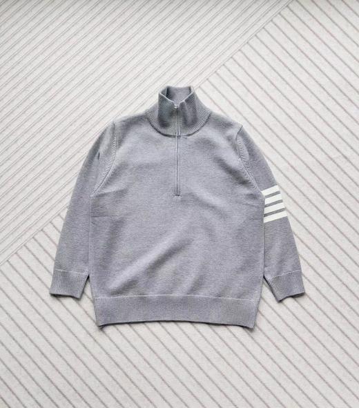 F0331120半高领袖子四道杠半拉链长袖毛衣套头衫针织衫 商品图11