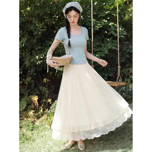 鹿向南【0402/20:00新品前1小时7折限量100件】米白色半身裙 商品图0