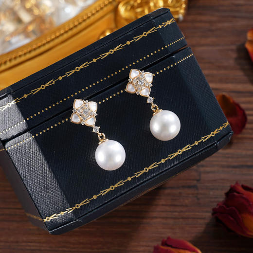 子佩集【四叶相思】银S925珍珠惜王妃耳钉【TE0733】双色四叶草2602 商品图1