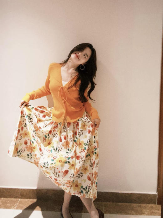 花与暖阳多巴胺油画全棉松紧腰半裙 商品图4