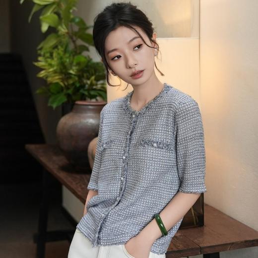 西子/海港漫步32支亚麻莱赛尔法式小香风春夏针织衫/MSHY0322 商品图3