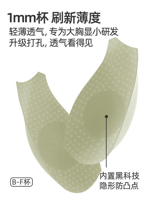 遐【小曼曼新色】全新1mm杯防凸点全罩杯内衣女薄款大胸显小文胸 商品图1