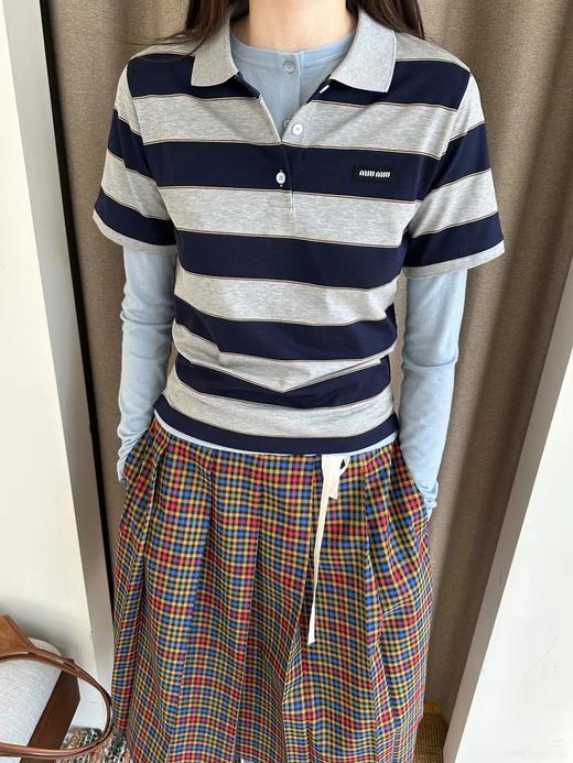 F0331100夏季新款男女同款休闲亲肤透气不变形条纹polo衫 商品图8