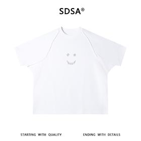 SDSA男装2026新款高贵轻奢潮牌烫钻笑脸宽松圆领短袖T恤百搭时尚