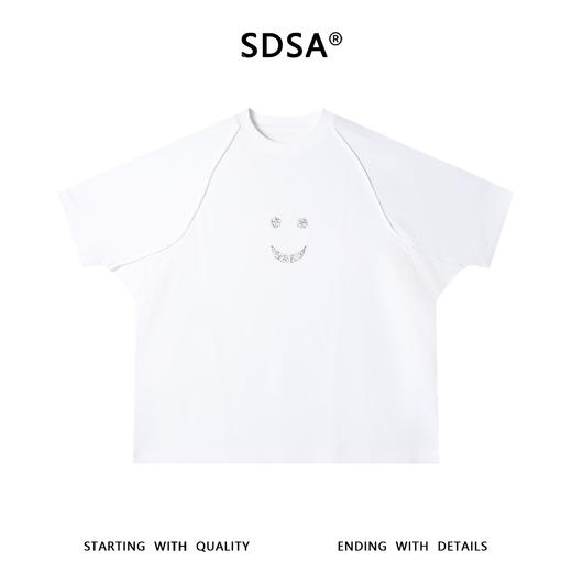 SDSA男装2026新款高贵轻奢潮牌烫钻笑脸宽松圆领短袖T恤百搭时尚 商品图0