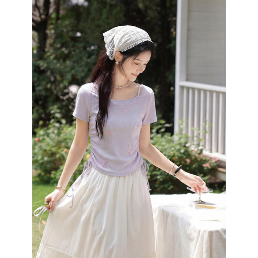 鹿向南【0402/20:00新品前1小时7折限量100件】紫色T恤 商品图3