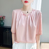 百媚生 圆领国风盘扣半袖纯色五分袖上衣小衫YT-A97 商品缩略图2