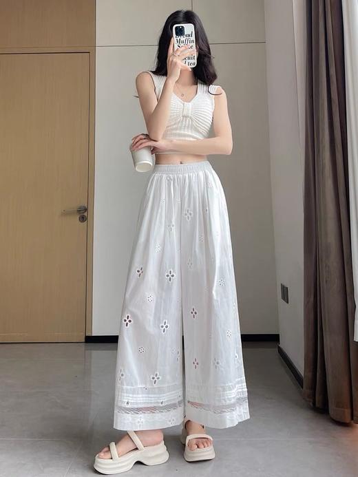 无敌好穿的重工刺绣阔腿裤 商品图8