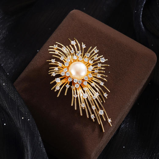 子佩集【热恋烟火】珍珠惜王妃胸针【XXXZ254】烟花镀金2602 商品图0