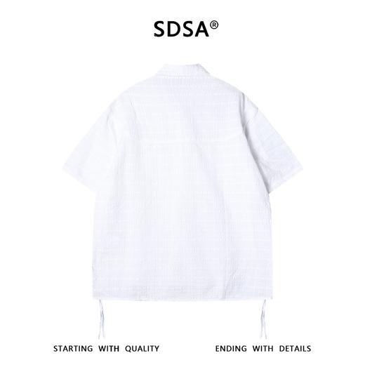 SDSA男装2026新款高贵轻奢提花条纹肌理侧摆抽绳短袖衬衫百搭时尚 商品图4