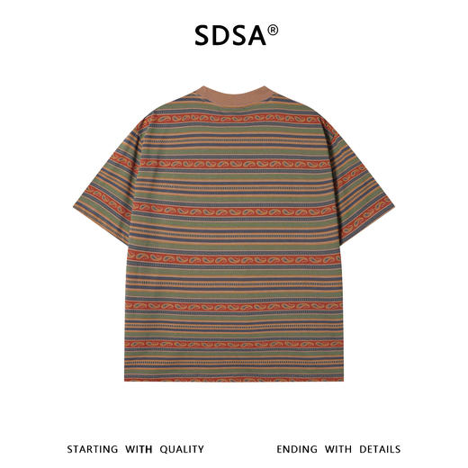 SDSA男装2026新款高贵轻奢潮牌撞色趣味条纹设计圆领短袖T恤百搭 商品图4