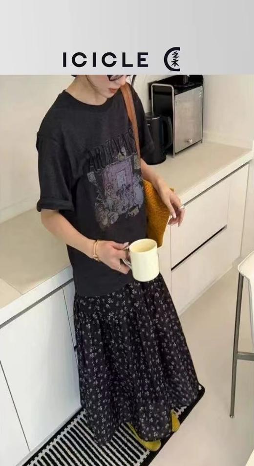 F033119春夏新款多层褶皱拼接设计灵动飘逸透气亲肤高腰A字大摆长裙 商品图8