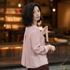 西子/春燕图新中式气质斜襟盘扣圆领粉色提花长袖上衣/SYHY0249 商品缩略图3