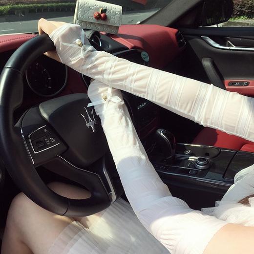 【买一送一】防晒冰袖女款防紫外线夏季户外骑车开车宽松珍珠蝴蝶结冰丝袖子套 商品图2