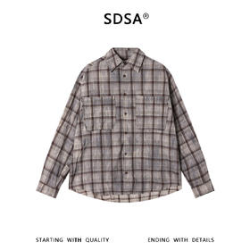 SDSA男装2026新款高贵轻奢美式复古扎染格子长袖衬衫百搭时尚上衣