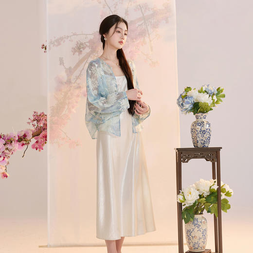 三彩【烟雨入画】2026夏季新款新中式印花烧花宽松小衫衬衣上衣C 商品图1