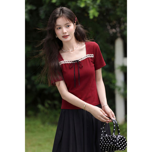 鹿向南【0402/20:00新品前1小时7折限量100件】红色T恤 商品图4