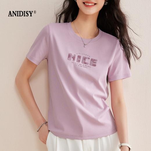 丝免烫抗皱80支长绒丝光棉丝滑凉感圆领短袖字母刺绣套头T恤 商品图1