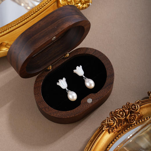 子佩集【森系铃音】银S925珍珠惜王妃耳钉【YE0990】双色玉兰花2602 商品图2
