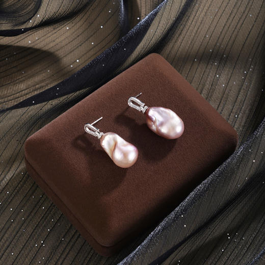 子佩集【隙光之舞】银S925珍珠惜王妃耳钉【W7448】双色巴洛克2602 商品图2