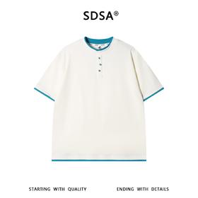 SDSA男装2026新款高贵轻奢潮牌撞色拼接假两件短袖T恤百搭时尚