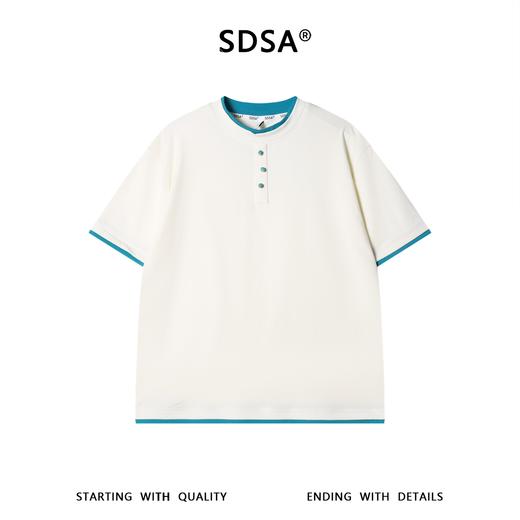 SDSA男装2026新款高贵轻奢潮牌撞色拼接假两件短袖T恤百搭时尚 商品图0