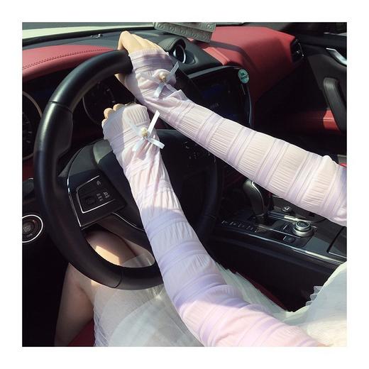 【买一送一】防晒冰袖女款防紫外线夏季户外骑车开车宽松珍珠蝴蝶结冰丝袖子套 商品图3