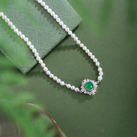 子佩集【华章绮缘】珍珠惜王妃项链【XXXL021】绿玉髓菱形方块2602