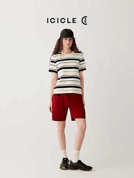 F033170春夏新款时尚百搭全棉高克重面料条对条设计短袖T恤 商品图4