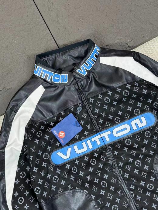 F033142春夏季新款防风耐磨黑白拼接撞色越野赛车风机车皮夹克外套 商品图3