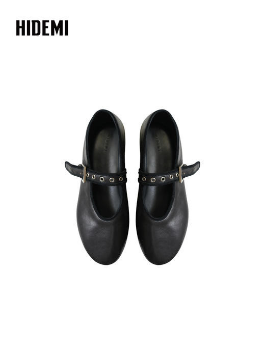 HIDEMI 真皮羊皮玛丽珍鞋浅口单鞋芭蕾舞鞋铆钉一字扣平底鞋 商品图8