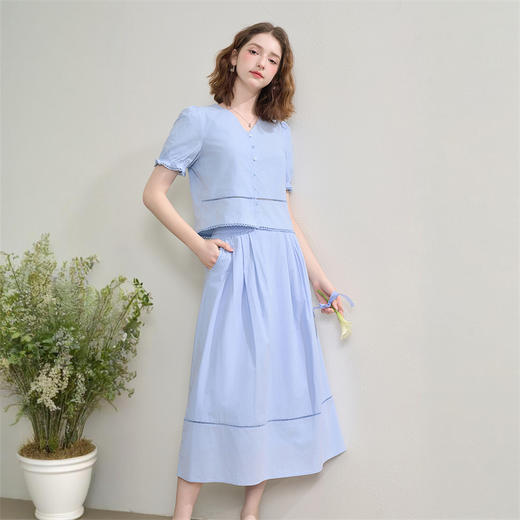 【限时秒杀】法式温柔气质通勤风套装女夏季衬衫搭半身裙两件套LXD50903 商品图2
