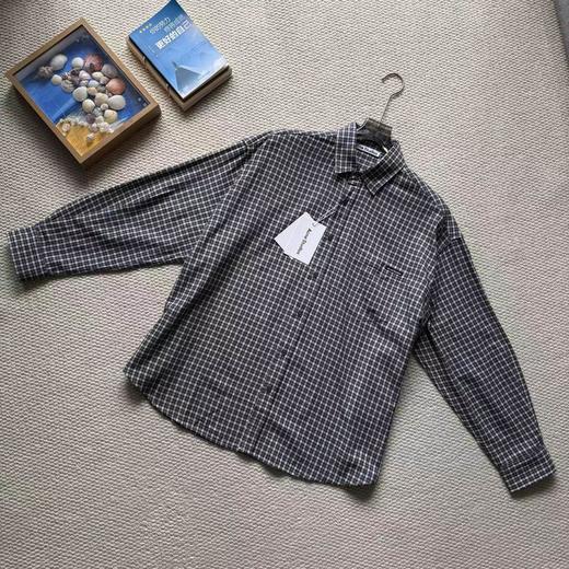F0331131左胸袋logo徽标韩系慵懒风薄款格子宽松休闲外套长袖衬衫 商品图1