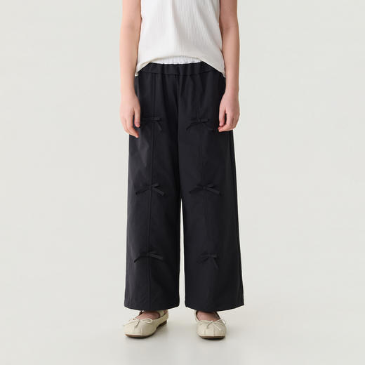 马克珍妮甜酷蝴蝶结女童花边速干直筒裤2026年夏装新款560627 商品图2